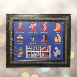 Framed 2017 Disney Villains Forever Stamp Sheet – USPS – Rare New in Plastic